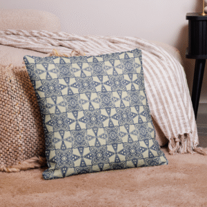 Premium Pillow // Sofien // Soft Blue and Cream Star Vintage Tunisian Tile
