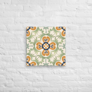 20” Canvas // Tunisian Star of Venus Palace Tile ( Sage Ochre Bleu )