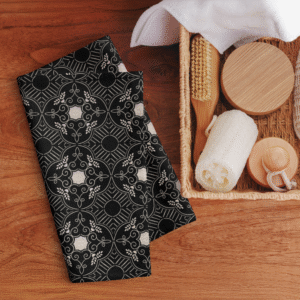 Hand Towel //  Black & White Lotus of Djerba