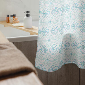 Shower Curtain // Infinite Flow // Sweet Blues on Crisp White