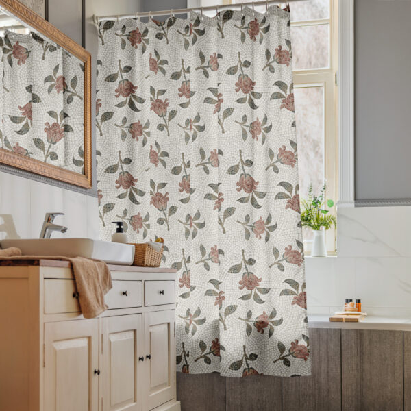 Shower Curtain // Thysdrus Mosaic Rose from Tunisia