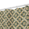 Shower Curtain // Mahdia Painted Tile Traditional Tunisia — Green White Yellow - Image 3