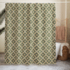 Shower Curtain // Mahdia Painted Tile Traditional Tunisia — Green White Yellow - Image 4
