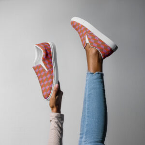 Women's Slip On Canvas Shoes // 3D Second Look in Orange + Purple + Beige