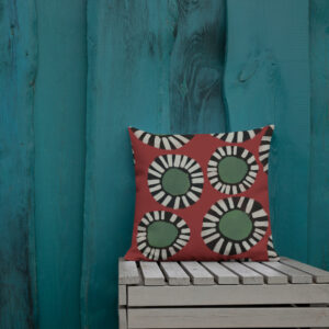 Premium Pillow // Hanno // Rich Red with Green Black White - Image 3