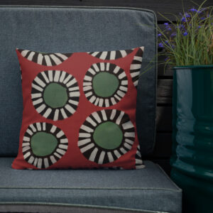 Premium Pillow // Hanno // Rich Red with Green Black White