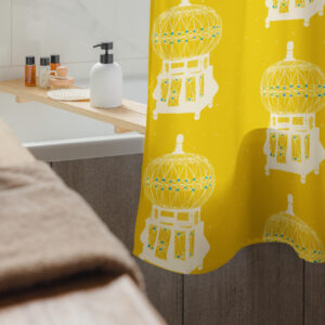 Shower Curtain // Tunisian Bird Cage // Yellow