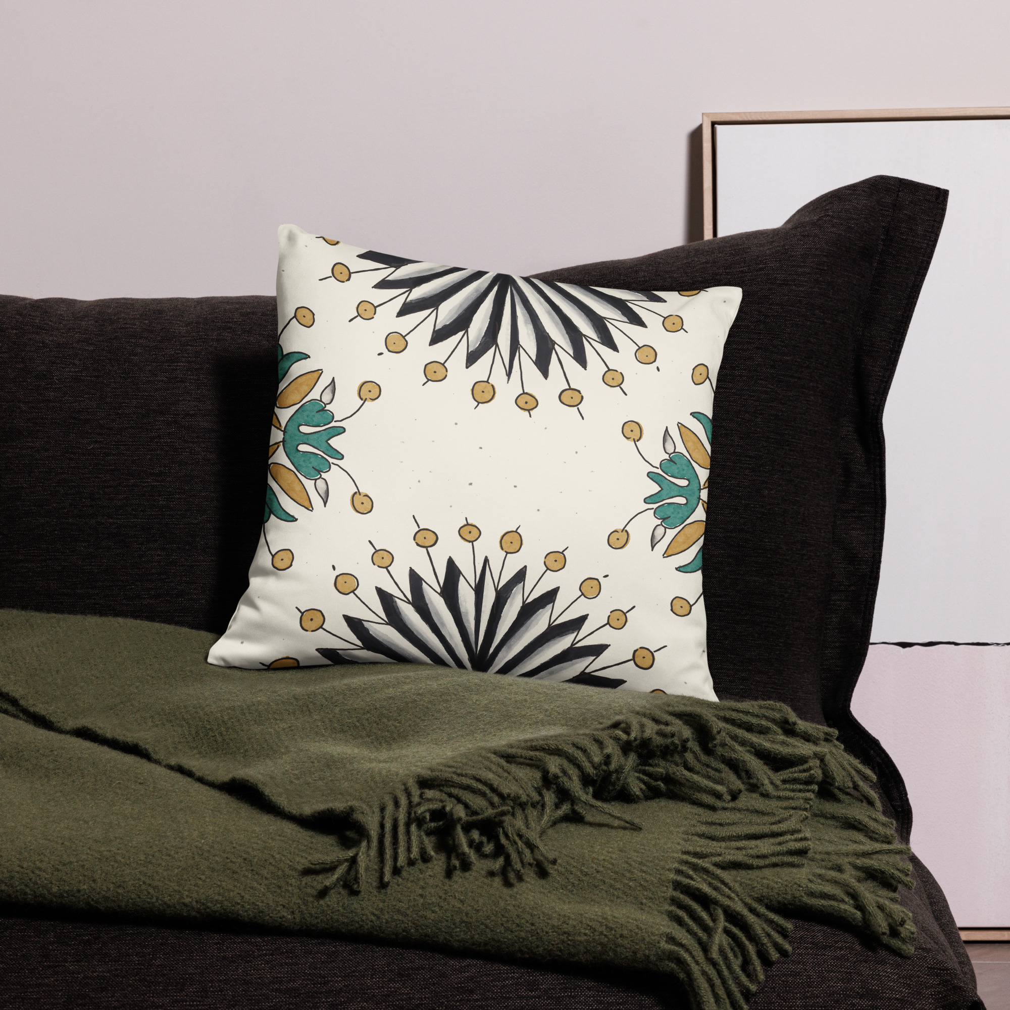 Throw Pillow // Marsa // Fine Hand Drawn Tile Tunisia - Image 6