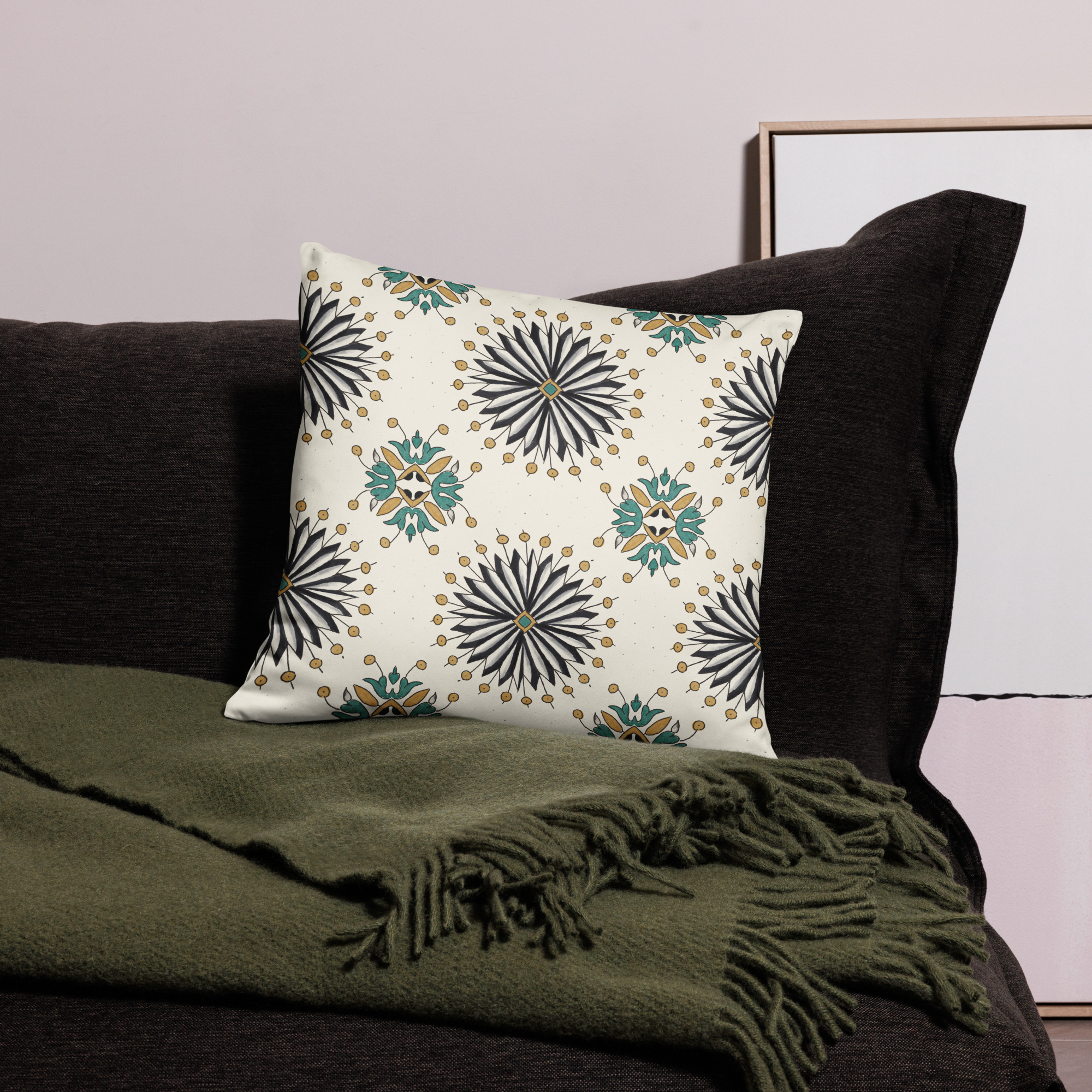 Throw Pillow // Marsa // Fine Hand Drawn Tile Tunisia - Image 5