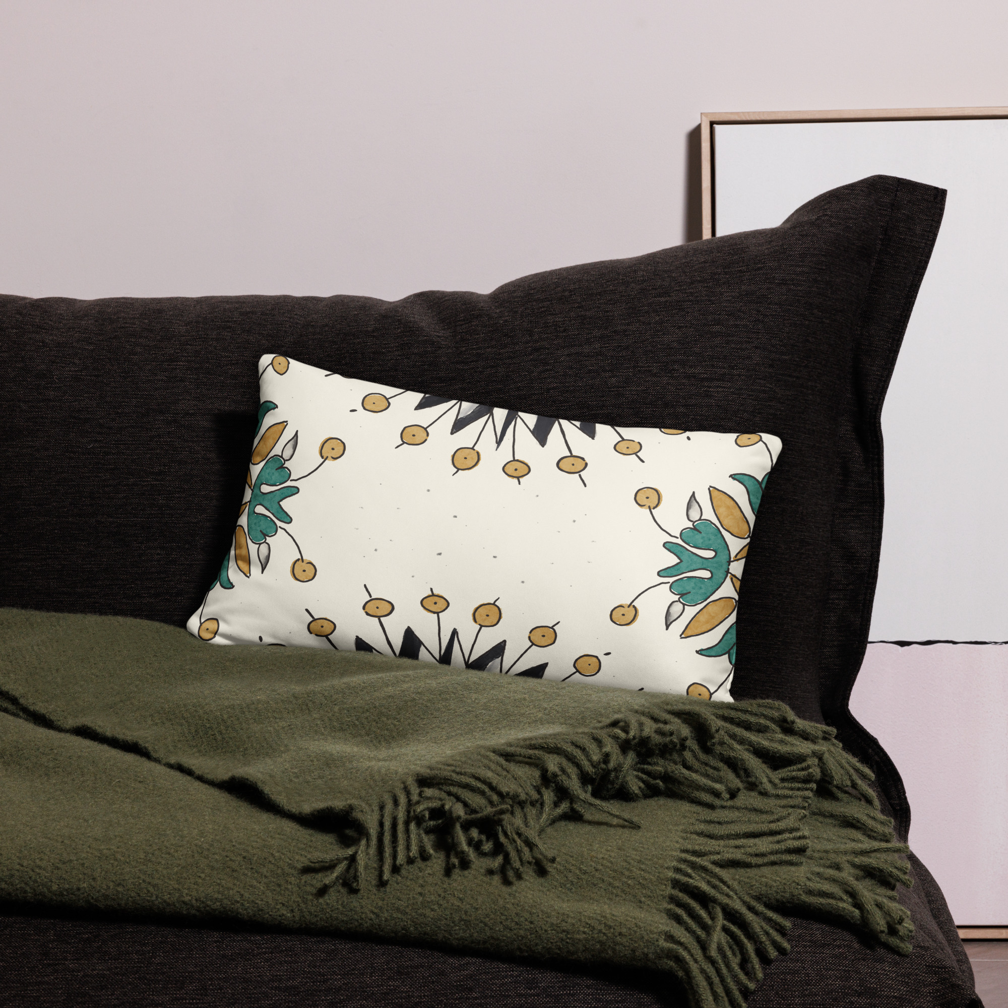 Throw Pillow // Marsa // Fine Hand Drawn Tile Tunisia - Image 4