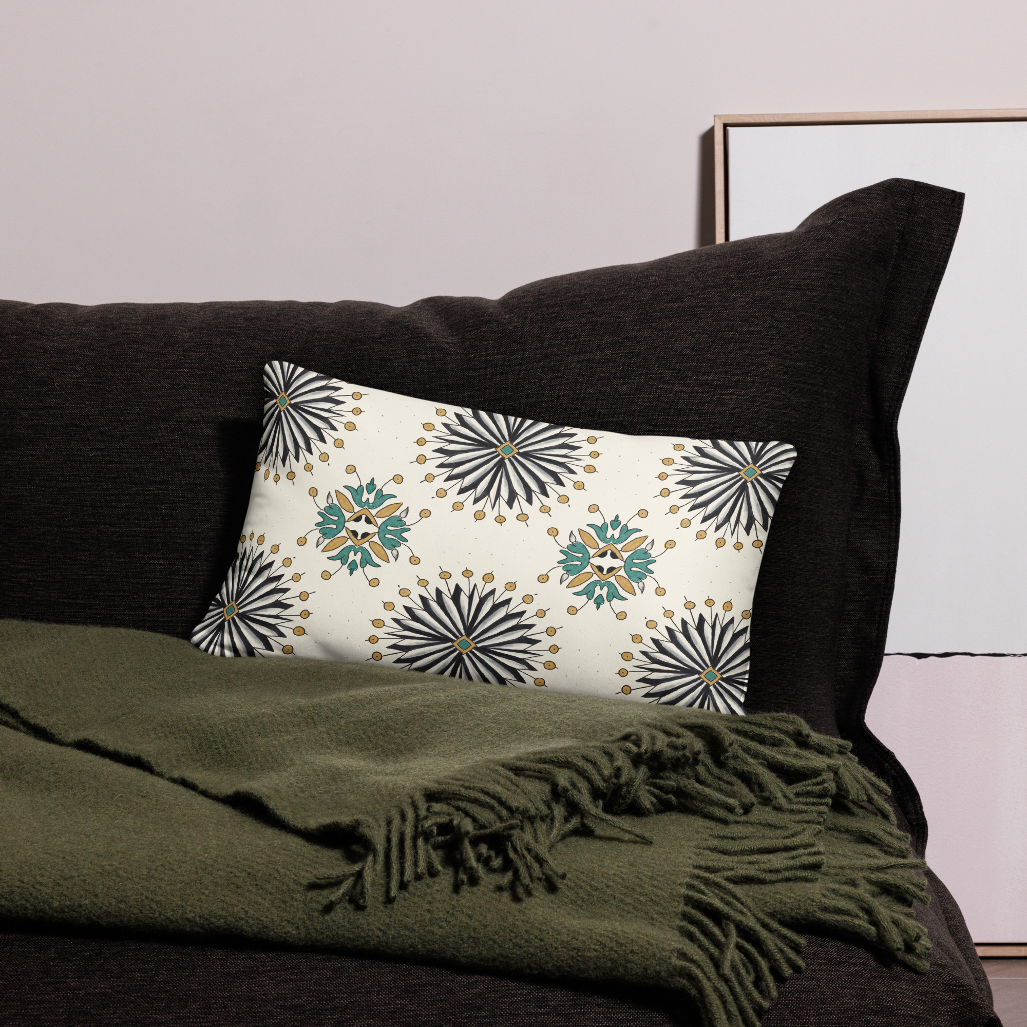 Throw Pillow // Marsa // Fine Hand Drawn Tile Tunisia - Image 3