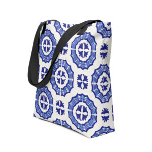 Tote Bag // Cobalt Painted Tile Circles