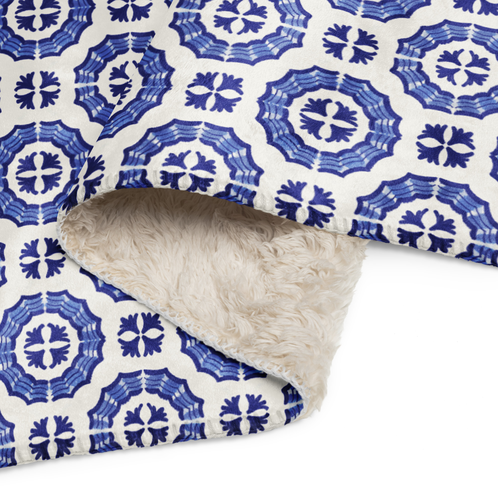 Sherpa Cozy Blanket // Cobalt Painted Tile Circles