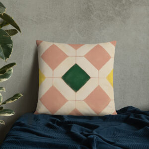 Throw Pillow // Aged Hexagon and Diamond Tile // Sandstone Yellow Green