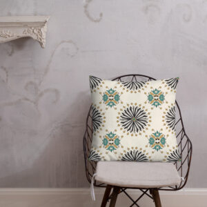 Premium Pillow in Marsa Tile Design Linen Feel