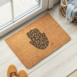 Coconut Fiber Doormat // Nana’s Hamsa in Black