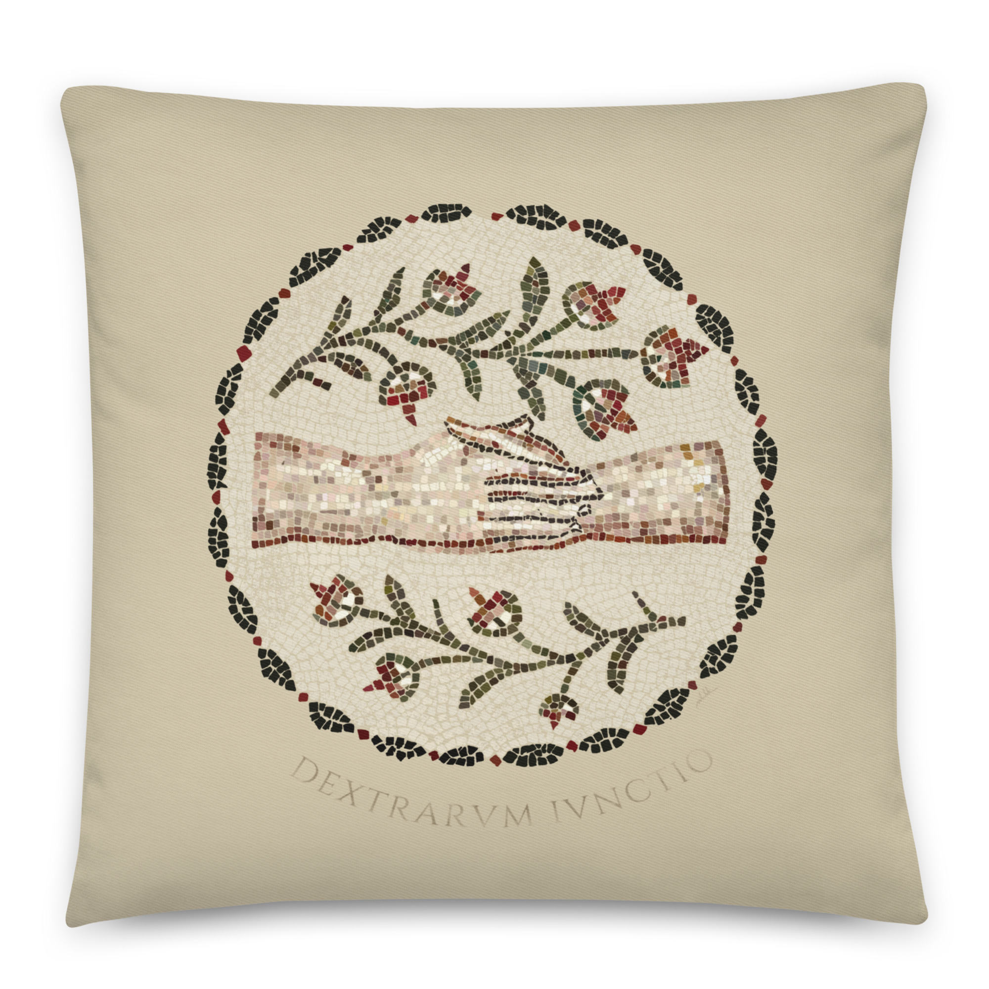 Cotton Pillow // Mosaic with Clasped Hands (DEXTRARVM IVNCTIO)